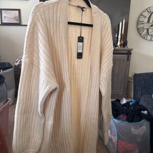 GlitzyGirlz Cream Ribbed Cardigan